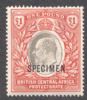 Scott #68S British Central Africa Specimen United States and Worldwide Stamps