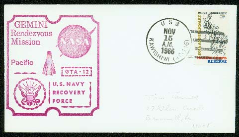 Hollister Gemini Rendezvous GTA-12 Récupération Force Novembre 16,1966 U.S.S.Hollister 